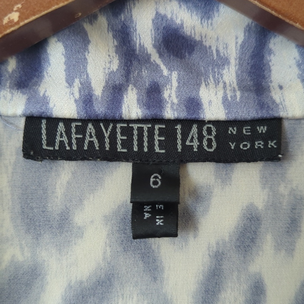 Lafayette 148 Leopard Printed Silk Long Sleeve Button Down Blouse Purple Grey 6 - Picture 4 of 11